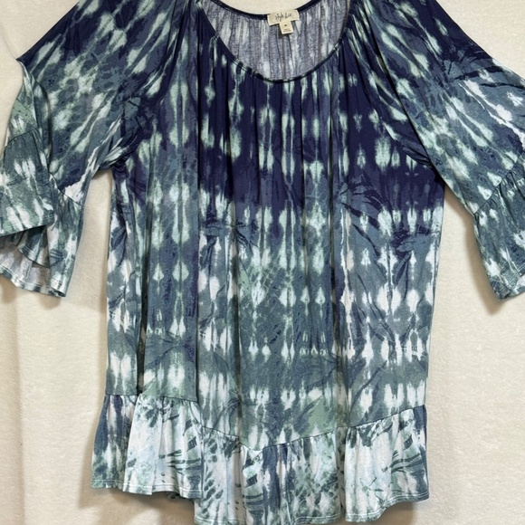 Style & Co Women's 4X Blouse Top Lantern Sleeves Peplum Tie Dye Flared- Plaid - Picture 6 of 12